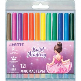 Фломастеры "deVENTE. Ballet Academy" 12 цветов с вентилируемым колпачком, в пластиковом блистере 5081524
