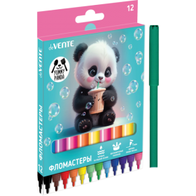 Фломастеры "deVENTE. Yummy Panda" 12 цветов с вентилируемым колпачком, в картонной коробке с подвесом 5081531