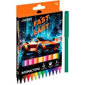 Фломастеры "deVENTE. Fast Or Last" 12 цветов с вентилируемым колпачком, в картонной коробке с подвесом 5081532