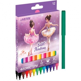 Фломастеры "deVENTE. Ballet Academy" 12 цветов с вентилируемым колпачком, в картонной коробке с подвесом 5081534