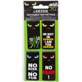 Набор закладок для книг "deVENTE. Bad Boy" магнитных бумажных, 4 шт в блистерной упаковке, размеры закладок в сложенном виде 25x56,6 мм 8065511