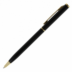 Ручка подар. шар. BRAUBERG "Slim Black", корпус черный, узел 1 мм, лп 0,7 мм, синяя, 141402