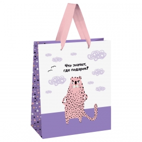 Пакет подарочный 26*32*12см MESHU "Что значит, где подарок", выб. лак, матовая ламинация MS_51973