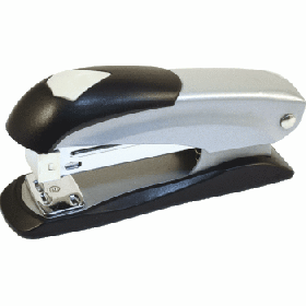 Степлер "Attomex" 24/6&26/6 (мощность 20 л, глубина скрепл 55 мм) металл, со встр металл антистепл,  серо-черный 4142370