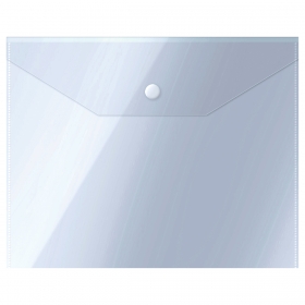 Папка-конверт на кнопке СТАММ А5 (190*240мм), 150мкм, пластик, прозрачная, бесцветная ММ-31907