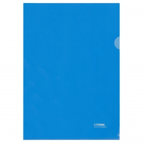 Папка-уголок СТАММ А4, 180мкм, пластик, прозрачная, синяя ММ-30949