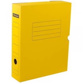 Короб архивный с клапаном OfficeSpace, микрогофрокартон, 75мм, желтый 225413
