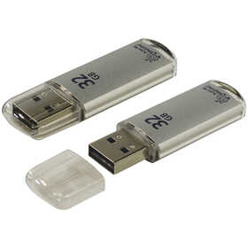 Память Smart Buy "V-Cut" 32GB, USB 2.0 Flash Drive, серебристый (металл.корпус)