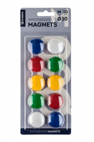 Набор магнитов 30 мм, 10 шт. цветные, блистер, МЦ30-10