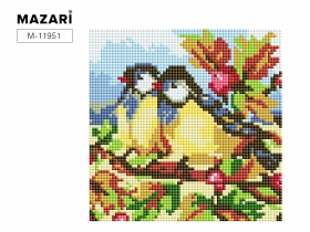 Алмазная мозаика 20Х20см СИНИЧКИ, деревянный подрамник, холст, 1 дизайн, полная выкладка, M-11951