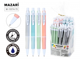 Ручка шар.авт. BALMY, СИНЯЯ, пулев. пиш.узел 1.0мм, корп.пласт.цв., с мягким грипом из синтетич. каучука, смен.стерж. 108мм, асс 4 цв, M-15574-70