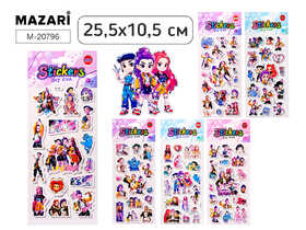 Наклейки декоративные K-POP, 25.5*10.5 см, 6 диз. M-20796