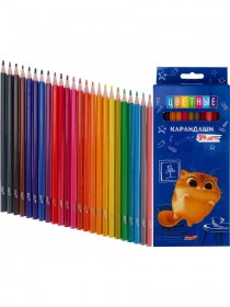 Карандаши цв пл.2М,набор,гекс. 24цв. КОТЕНОК МЯУ (КЦ-2631) гриф.d=2,8мм,в к/к,12
