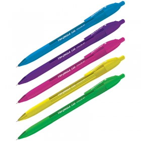 Ручка шариковая автоматическая одноразовая Berlingo "Triangle 110 RT Color" синяя, 0,7мм, трехгр., игол.стержень