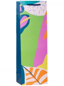 Пакет подарочный с матовой ламинацией 12x36x8,5 см  (Bottle)  Тропическая абстракция, 157 г ППК-7512