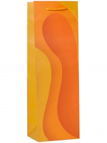 Пакет подарочный с матовой ламинацией 12x36x8,5 см  (Bottle)  Стильные волны, желтые, 157 г ППК-7513
