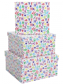 Набор квадратных коробок 3 в 1 Буквы (19,5*19,5*11см - 15,5*15,5*9см) ПП-4498