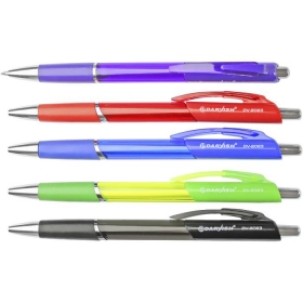 Ручка авт. син. "Darvish" корпус прозрачный цветной с резиновым держателем DV-2023D