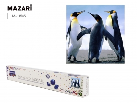 Алмазная мозаика ПИНГВИНЫ, холст 30х30 см (размер выкладки 25х25 см) M-11535