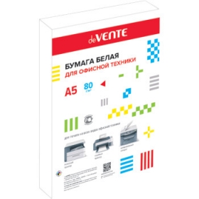 Бумага для офисной техники "deVENTE" A5 500 л, 80 г/м², белизна 96%, в полипропиленовом пакете с клейким клапаном 2073800