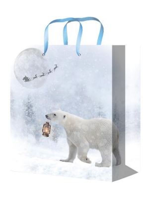 Пакет подарочный с глянцевой ламинацией 18x23x10 см (M) Полярный медведь, 157 г ППК-3843
