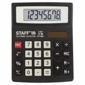 Калькулятор STAFF настольный STF-8008, 8 разрядов, двойное питание, 113х87мм, 250147