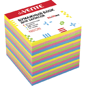 Куб бумажный для записей "deVENTE" 90x90 мм, 870 л, 5 неон цв, 20 слоев, непроклеенный, офсет 80 г/м² 2012704