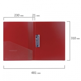 Папка с боковым металлическим прижимом и внутренним карманом BRAUBERG "Contract", красная, до 100 л.