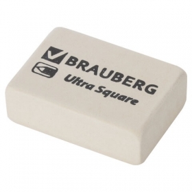 Ластик BRAUBERG "Ultra Square", 26х18х8 мм, белый, натуральный каучук, 228707