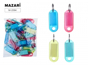 Бирка для ключей, сметаллическим кольцом и бумажной вставкой, размер: 5х2 см, 50 шт., микс цветов, ОПП- упаковка M-2394