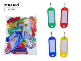 Бирка для ключей, с металлическим кольцом и бумажной вставкой, защищенной слоем пластика, размер 6х2.1 см, 50 шт., микс цветов, ОПП- упаковка M-2391