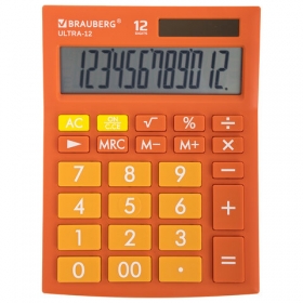 Калькулятор настольный BRAUBERG ULTRA-12-RG (192x143 мм), 12 разрядов, двойное питание, ОРАНЖЕВЫЙ, 2