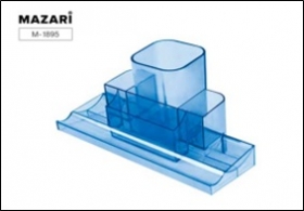 Подставка для канц. принадлежностей TURRET, прозрачно-синий, 220х120х120 мм, полистирол M-1895