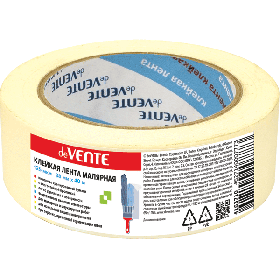 Клейкая лента малярная "deVENTE" 125 мкм, 38 ммx40 м, картонная втулка, индивидуальная маркировка 4163710
