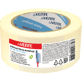 Клейкая лента малярная "deVENTE" 125 мкм, 50 ммx40 м, картонная втулка, индивидуальная маркировка 4163711