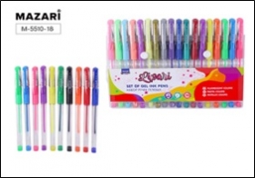 Набор ручек гелевых LIPARI, 18 цветов, пулевидный пиш.узел 0.8мм, ароматизированнные чернила, корпус пластиковый прозрачный, с резиновым грипом, ПВХ-упаковка M-5510-18
