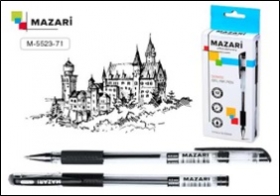 Ручка гелевая DENISE, ЧЕРНАЯ, пулевидный пиш.узел 0.5мм, корпус пластиковый прозрачный, с резиновым грипом M-5523-71