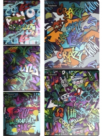 Тетрадь КЛЕТКА 48л. ПЕСТРОЕ ГРАФФИТИ (48-4419) цв. мел обл., 5диз., холодное тиснение