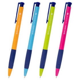 Ручка шариковая автоматическая BRAUBERG A-30 COLOR MIX "WRITING 3.0", СИНЯЯ, пишущий узел 0,5 мм, линия письма 0,25 мм, 144341 144341