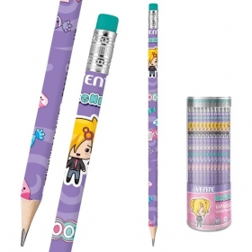 Карандаш ч/г "deVENTE. NicoNico:-)" HB, диаметр грифеля 2 мм, трёхгранный сиреневый корпус с запечаткой, с ластиком, заточенный,в пластиковой тубе 5032309
