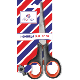 Ножницы канцелярские "Attomex. Duo" 17 см, двухцветные прорезиненные кольца, в картонном блистере 4091821