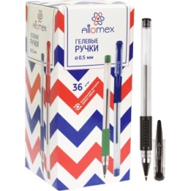 Ручка гелевая ЧЕРНАЯ, "Attomex" 0,5 мм, прозрачный корпус с держателем, 5051307