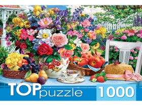 TOPpuzzle. ПАЗЛЫ 1000 элементов. ХТП1000-2174 Летний натюрморт и шляпа