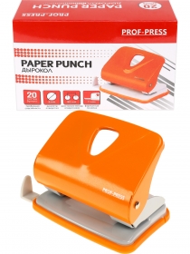 Дырокол (ДР-2784), на 20л., метал./к в карт. коробке, оранжевый ДР-2784