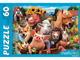 ПАЗЛЫ 60 элементов. ЗАБАВНЫЕ ЖИВОТНЫЕ № 6 (Арт. П60-0430)
