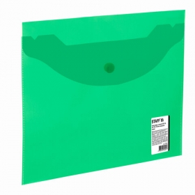 Папка-конверт с кнопкой МАЛОГО ФОРМАТА (240х190 мм) А5 прозрачная зеленая 0,15 мм, STAFF, 227464