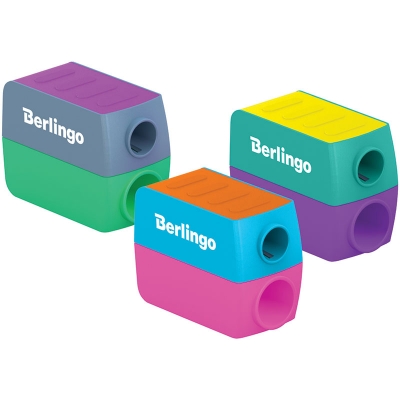 Точилка пластиковая Berlingo "ColorShift",  2 отверстия, контейнер, ассорти, туба BBp_15031